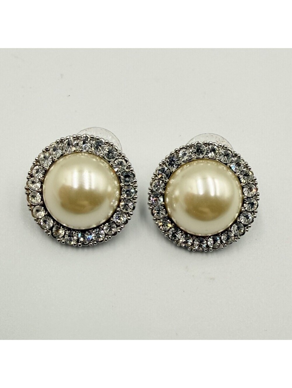 Vintage JBK Camrose Kross Jacqueline Kennedy Faux Pearl Silver Tone Earrings